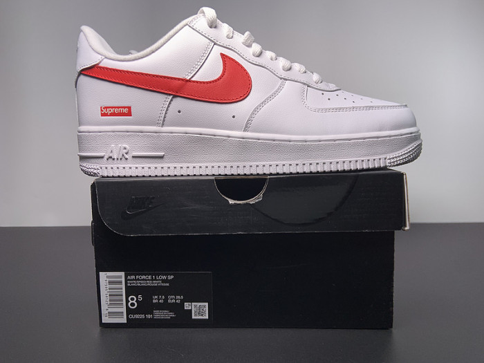 Nike Air Force 1 Low Supreme White Speed Red CU9225-101